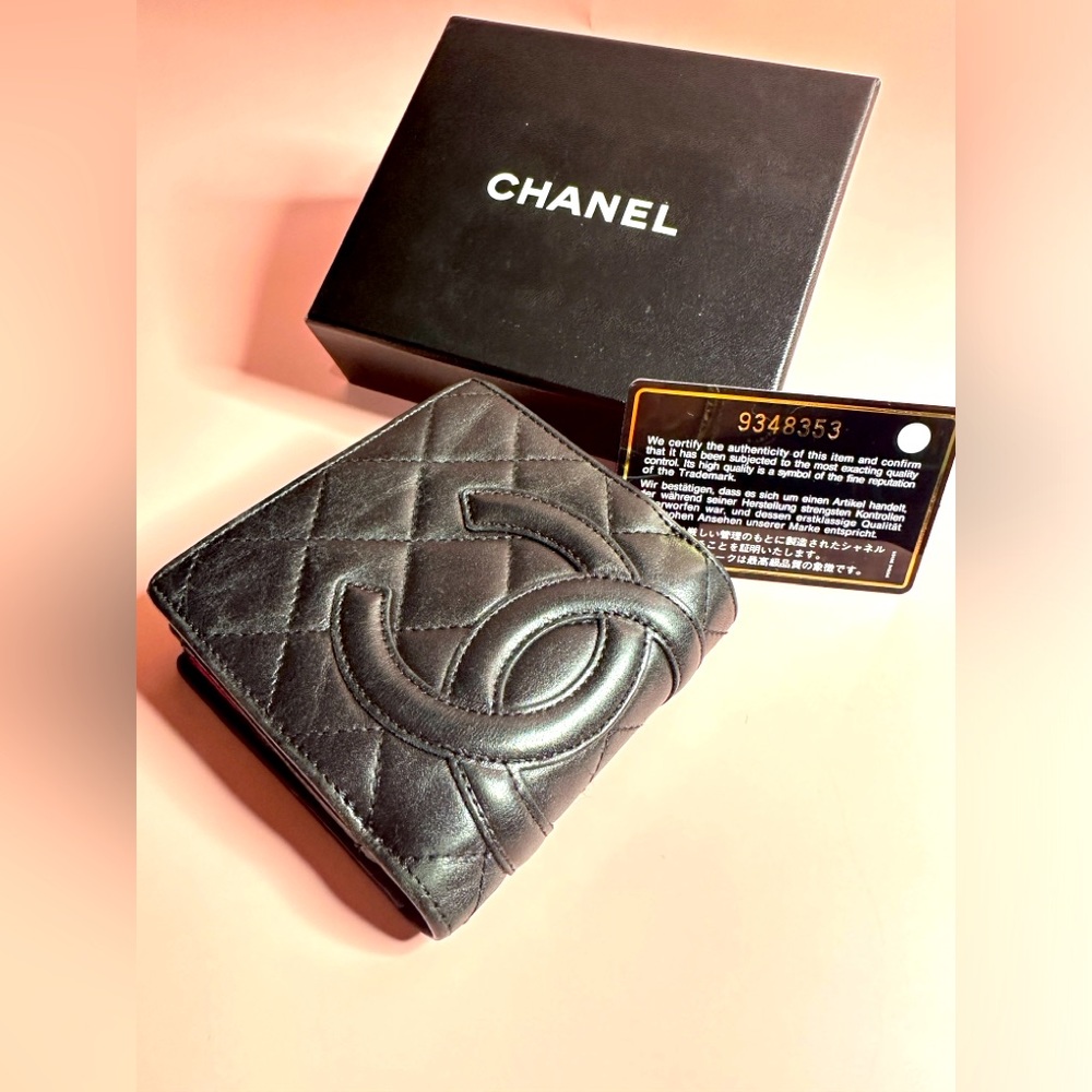 Authentic Chanel Wallet Cambon Leather with pink interior. Include COA card.